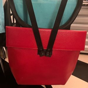 Hester Van Eeghen Amsterdam Handbag Backpack knapsack Red Leather convertible